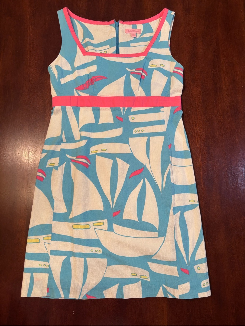 Lilly Pulitzer Blue, White & Pink Sailboat Shift Dress